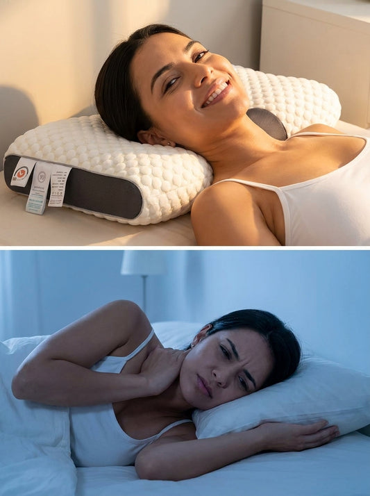una almohada ortopédica ayuda a mantener tu cuello y columna alineados durante toda la noche.